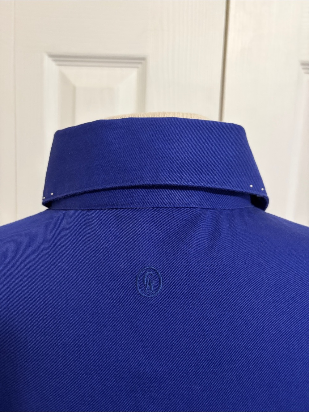 Christine Alexander Cobalt Blue Button-Down Top Embellished Collar Size Large - Picture 7 of 15